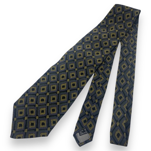 Mondo Di Marco 100% Silk Blue/Black Print Necktie Made in Italy - Picture 2 of 3